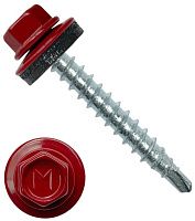 Саморез кровельный со сверлом 4,8х28 RAL 3011 коричнево-красный Саморез кровельный со сверлом 4,8х28 RAL 3011 коричнево-красный